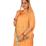 Creamy Peach Kundan Work Rajputi Poshak | Zardozi & Kundan Work on Bamber Satin | Jaipurio Royal Collection